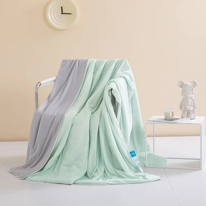 Afralia™ Satin Silky Summer Cooling Quilt Double Solid Color Bedding