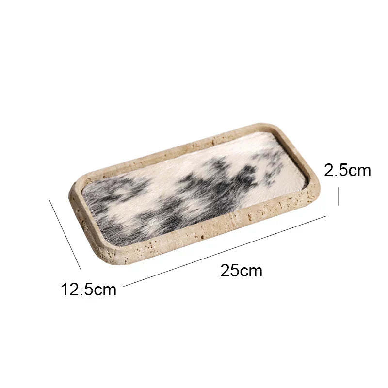 Travertine Horsehair Tray by Afralia™: Elegant and Versatile for Serving, Displaying, and Organizing