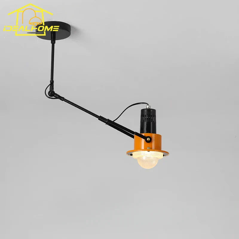 Afralia™ Industrial Swing Arm LED Wall Lamp for Bedroom Living Room - Iron Art