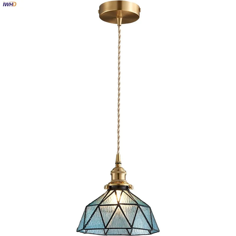 Afralia™ Blue Glass LED Pendant Light Fixture - Nordic Modern Hang Lamp