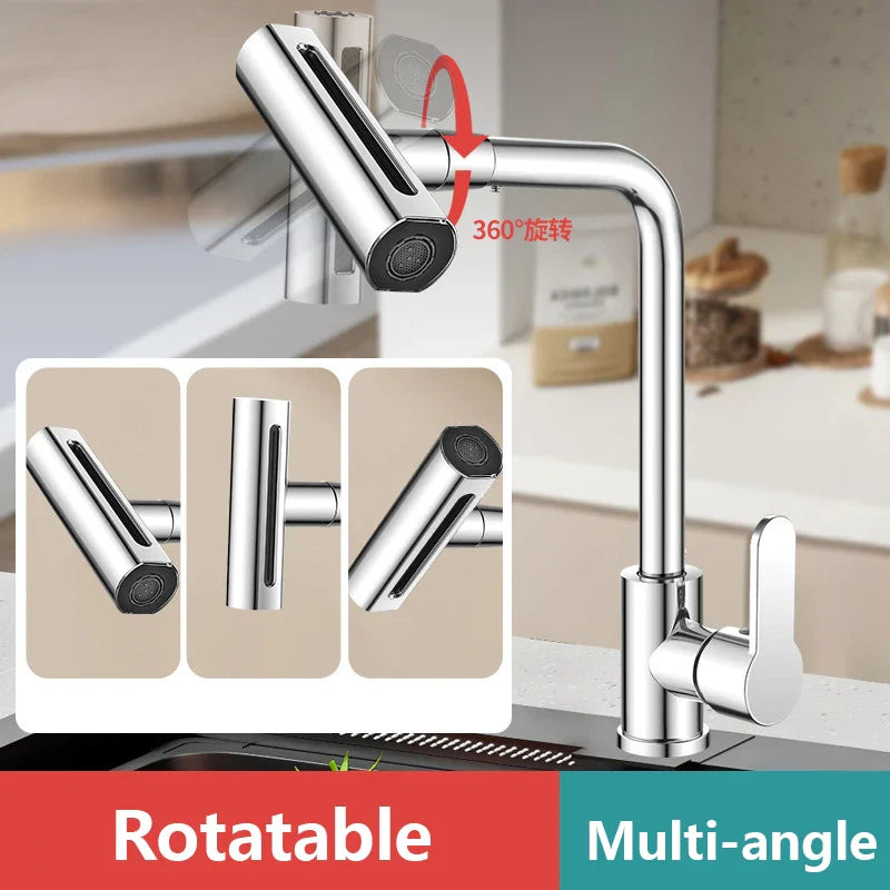 Afralia™ Brushed Stainless Steel Kitchen Faucet with Rotation Stream Sprayer Head
