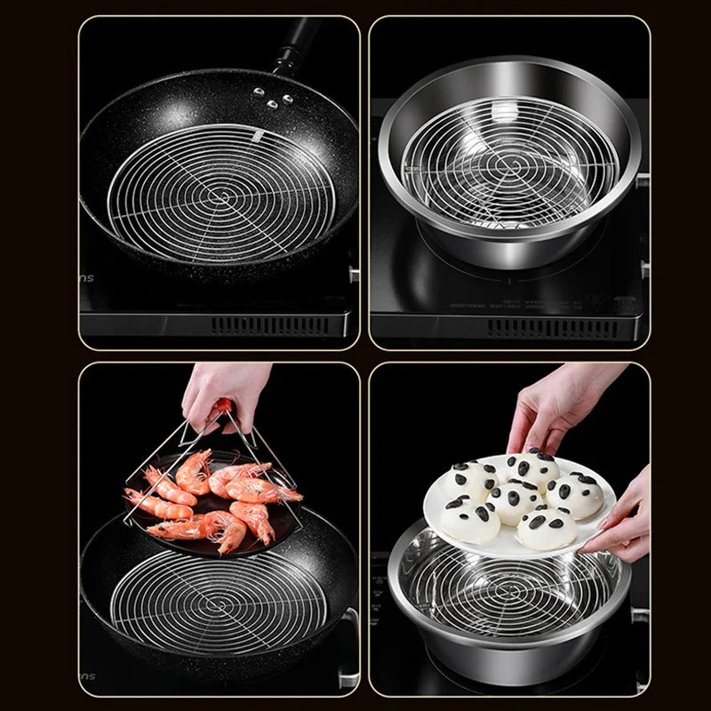 Afralia™ Stainless Steel Steamer Rack for Dumplings & Eggs - Multifunctional Kitchen Tool