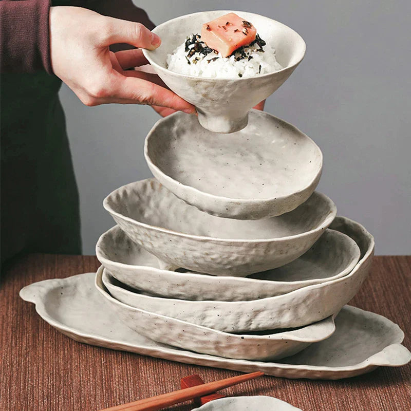 Afralia™ Retro Ceramic Dinnerware Set - Handmade Dish, Bowl, and Plate Combination