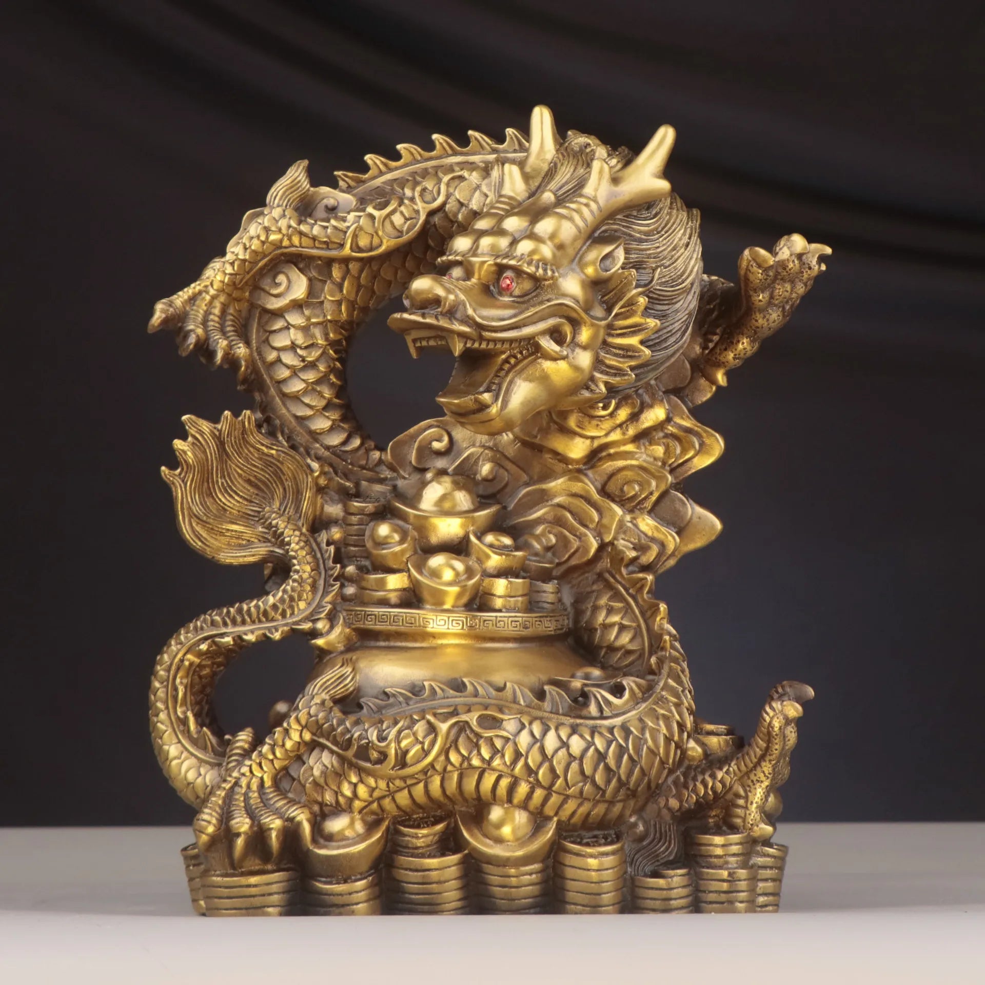 Afralia™ Dragon Zodiac Pure Copper Bowl Ornament for Home Decor