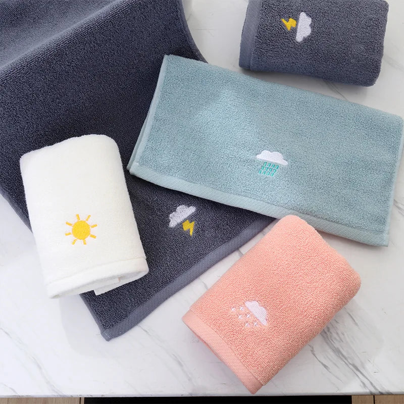 Afralia™ Kids Weather Embroidery Cotton Terry Towel - High Quality Turban for Face and Hair