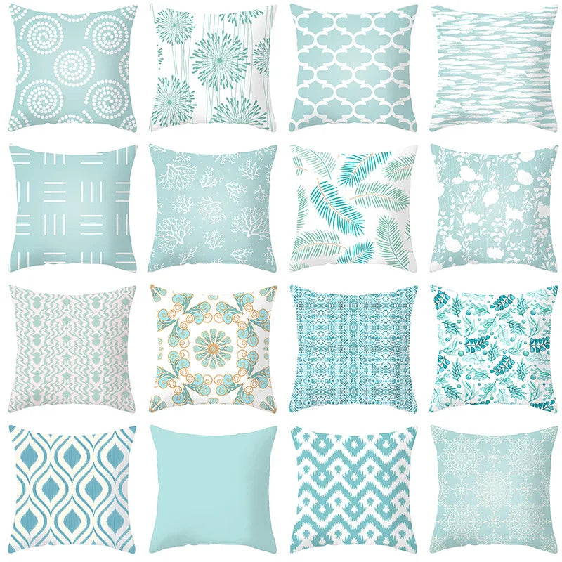 Afralia™ Modern Geometry Printing Pillowcase Mint Green Decorative Cushion Cover