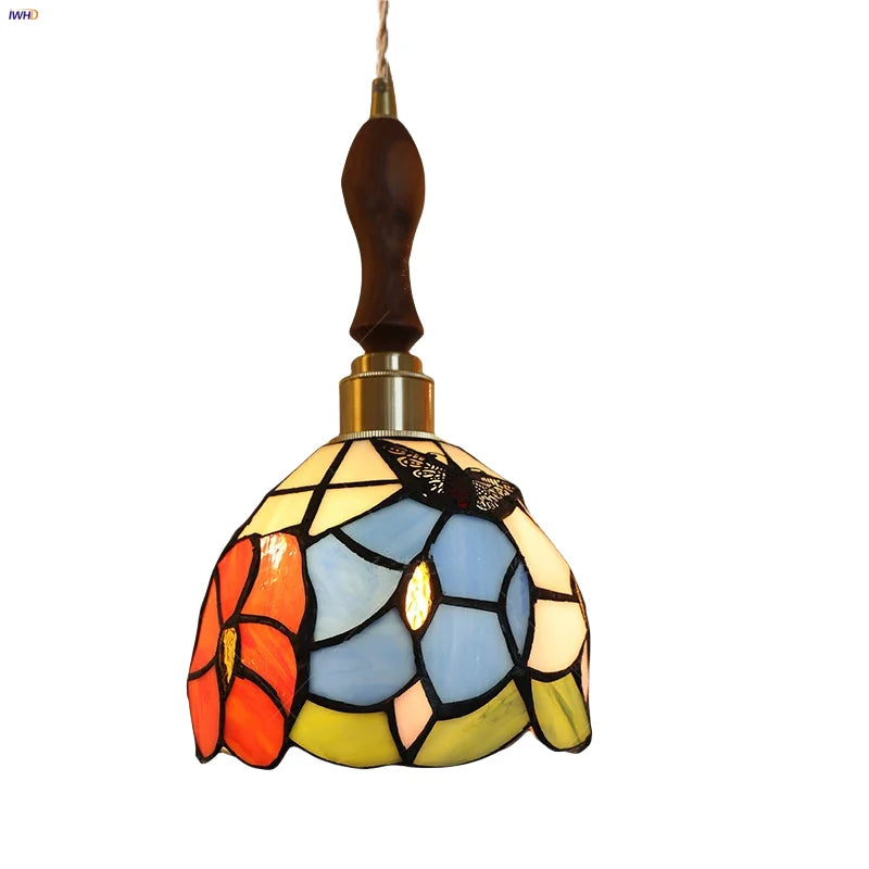 Afralia™ Tiffany Glass LED Pendant Light Fixture for Home Decor and Hotel Dining