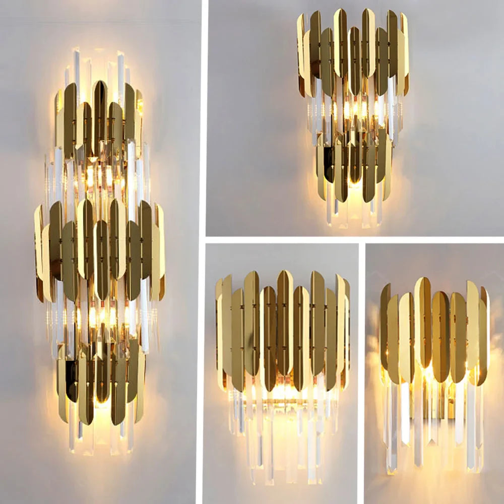 Afralia™ Gold Crystal LED Wall Lamp for Elegant Home Lighting