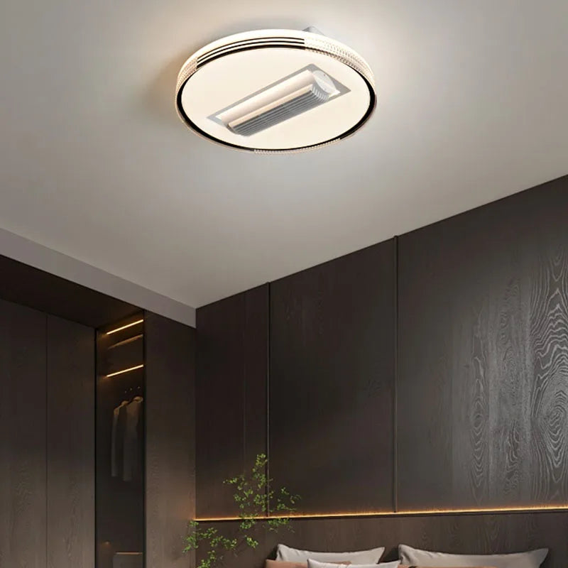 Afralia™ Crystal Bladeless Ceiling Fan Light Chandelier LED Silent Electric Ventilator