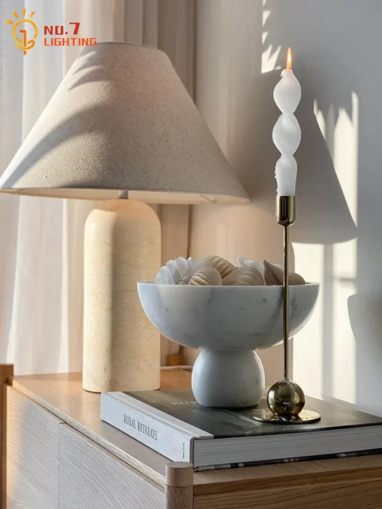 Afralia™ Marble Table Lamp LED E27 White Desk Light for Home Decor