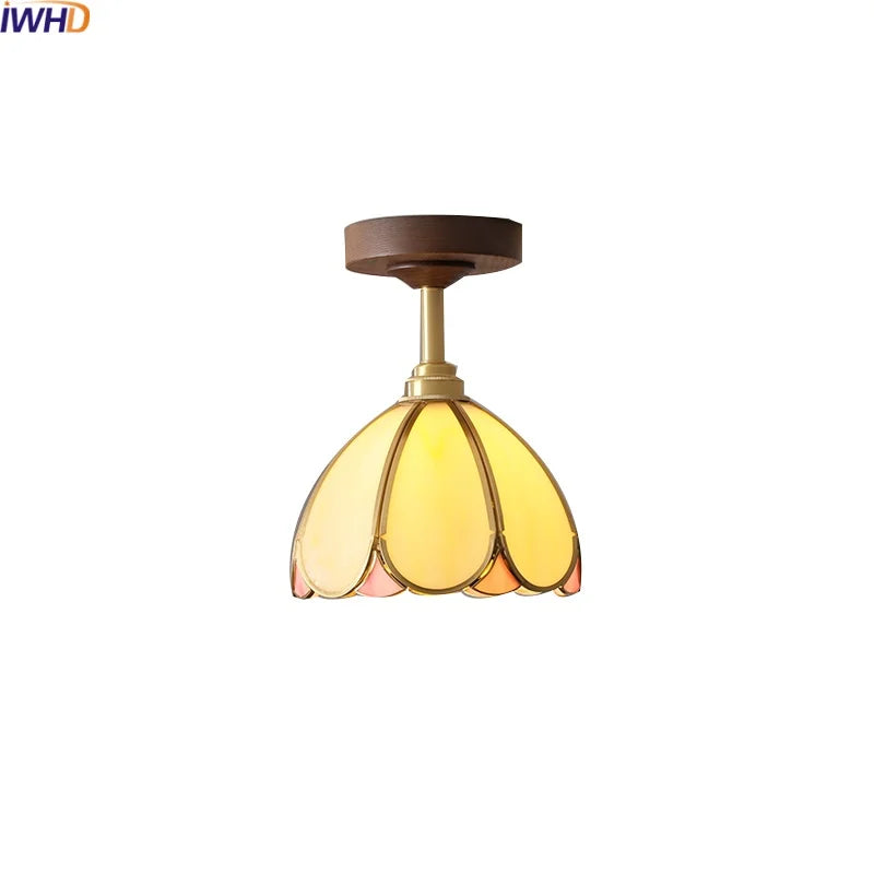 Afralia™ LED Glass Wood Ceiling Lamp for Modern Indoor Lighting and Decoration