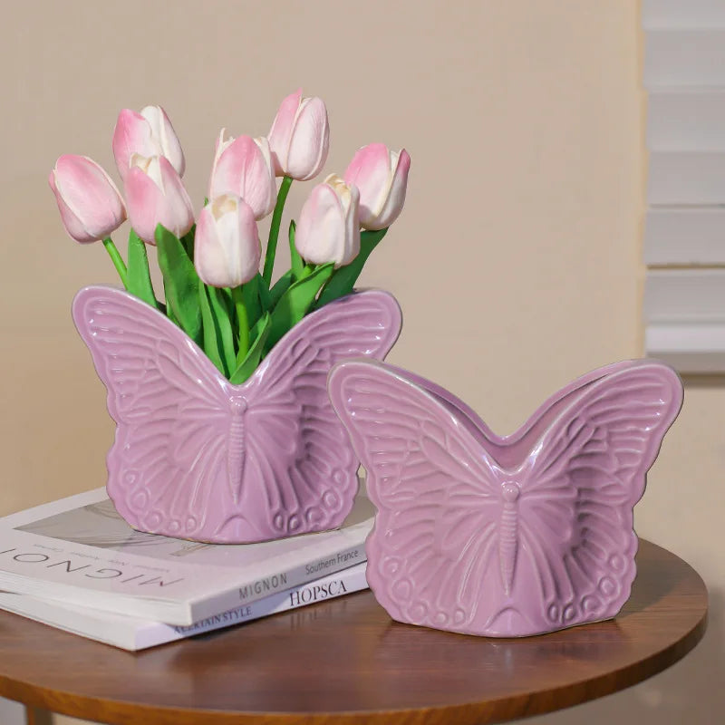 Purple Butterfly Relief Vase by Afralia™ - Home Decoration Accessory