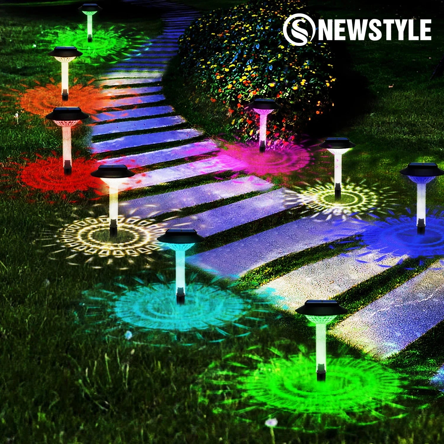 Afralia™ Solar RGB Warm White Pathway Lights for Garden Landscape Decoration