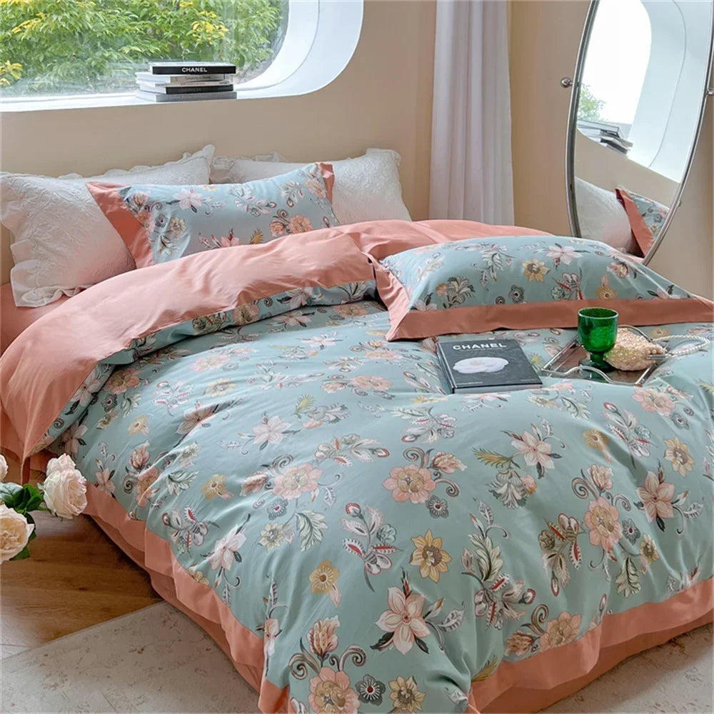 Afralia™ Colorful Bedding Set: King/Queen Size Bed Lines, Sheet, Pillowcase, Duvet Cover Set