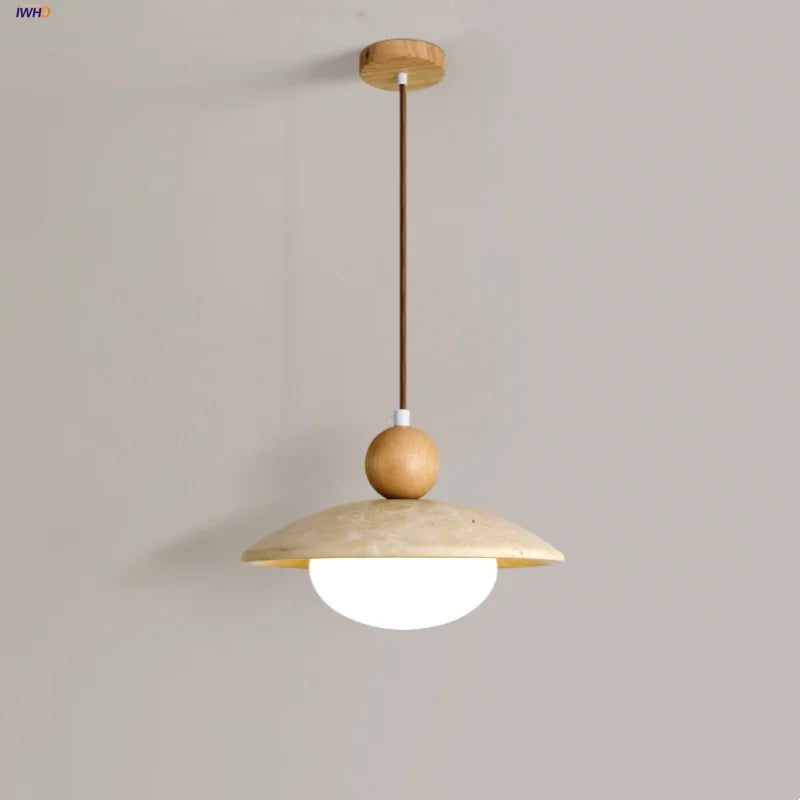 Afralia™ LED Pendant Lamp White Glass Wire Adjustable Travertine Hanging Lights