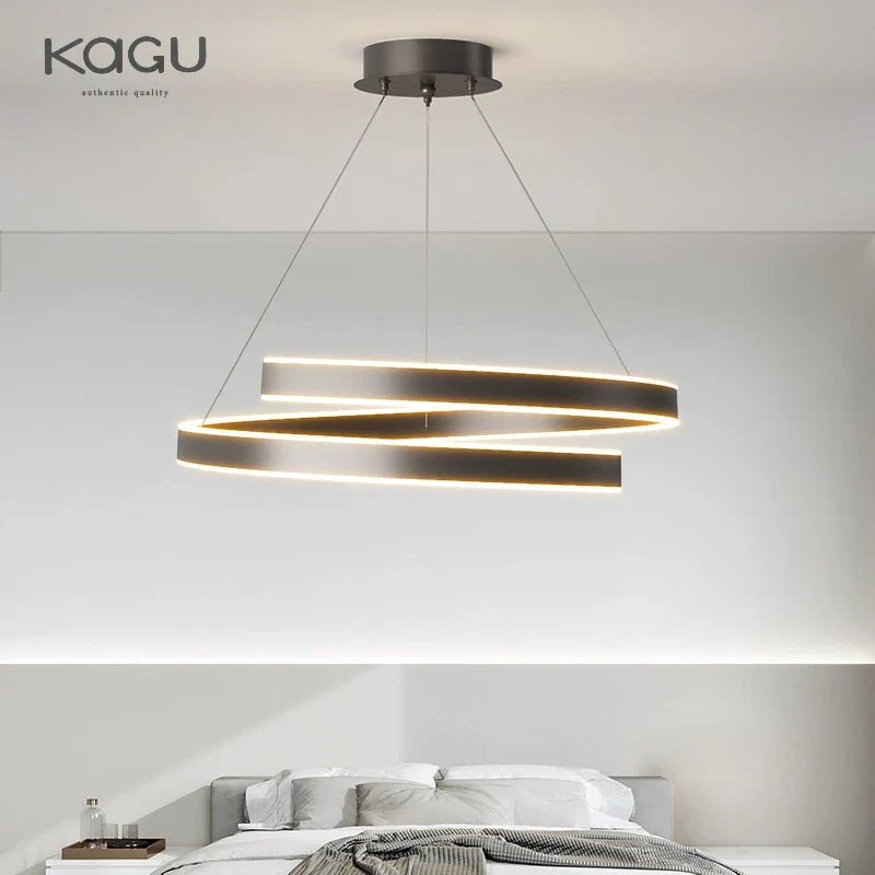 Afralia™ Round Spiral Chandelier in Black/White For Living Dining Kitchen Room Lighting Fixtures