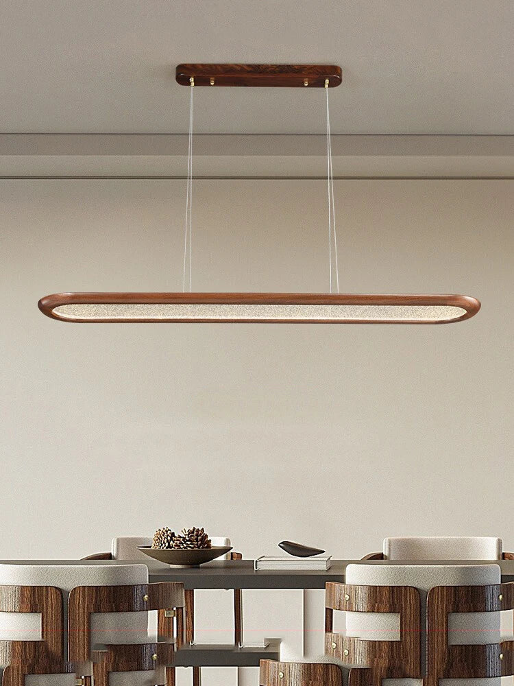 Afralia™ Black Walnut Wooden Ceiling Chandelier LED Pendant Lamp for Modern Home Decor