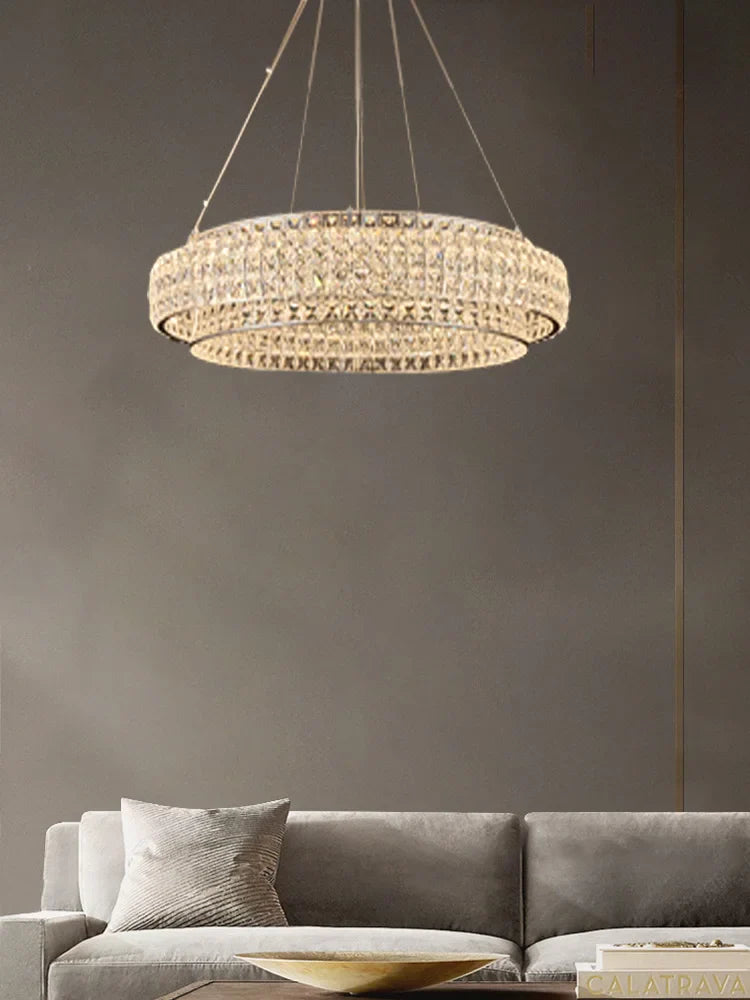 Afralia™ Modern Round Crystal LED Ceiling Lamp for Luxurious Living Room Lighting