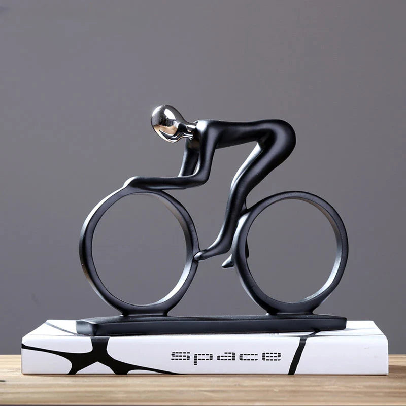 Afralia™ Abstract Resin Cyclist Statue Bike Rider Figurine for Office Living Room