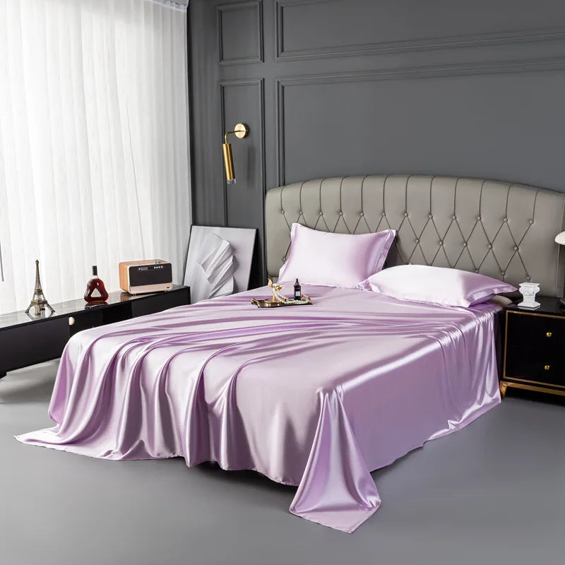 Afralia™ Mulberry Silk King Size Sheet Set - Luxury Soft Bed Cover in Solid Color