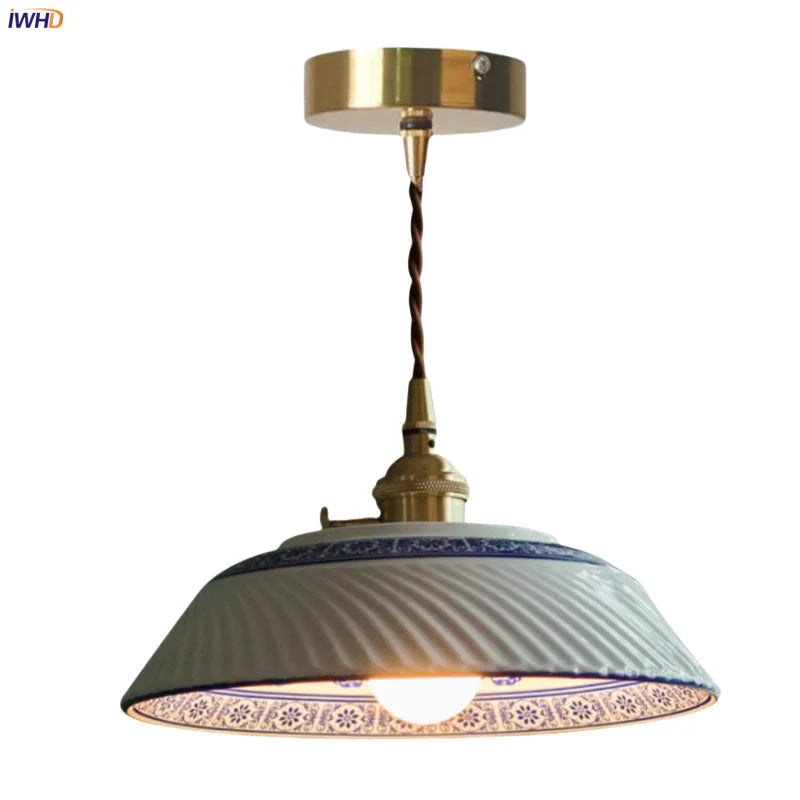 Afralia™ Twill Ceramic LED Pendant Light: Japanese Vintage Style for Home and Cafe