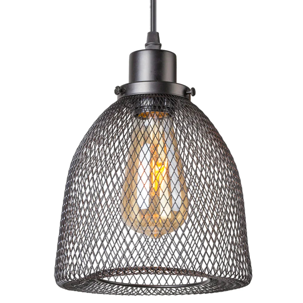 Afralia™ Black Metal Cage Pendant Light Chandelier for Modern Home Decor