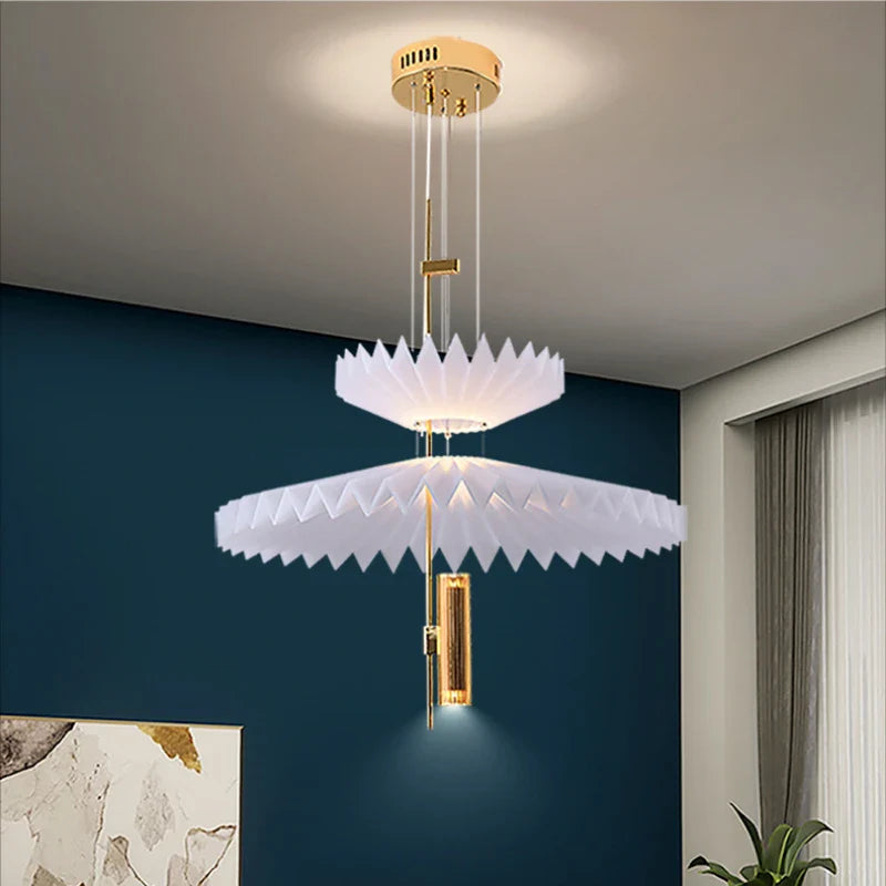 Afralia™ Minimalist Golden Chandelier for Restaurant Living Room Bedroom