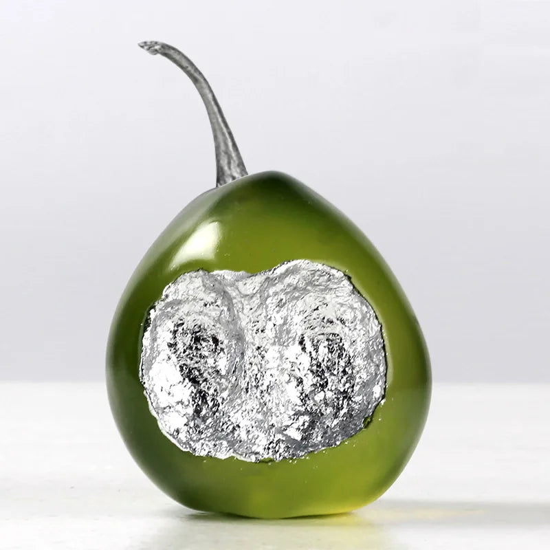 Afralia™ Silver Pear Resin Sculpture Handicraft - Abstract Fruit Decorative Figurine Craft