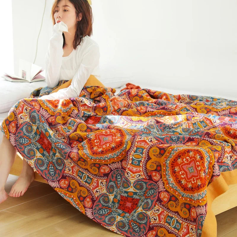 Afralia™ 100% Cotton Nordic Throw Blanket - Soft Gauze Bedspread for Bedroom & Sofa