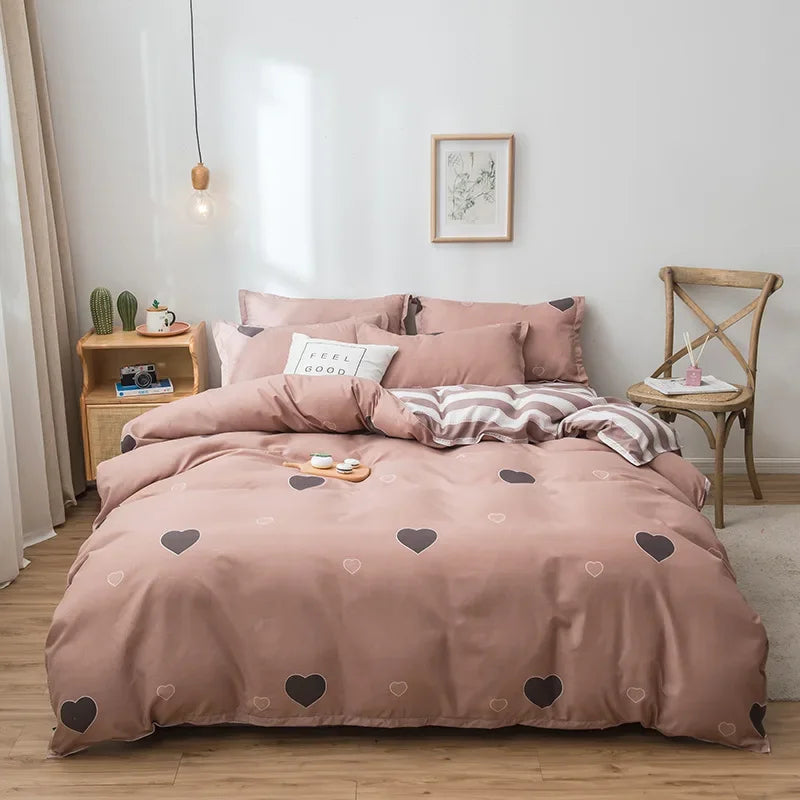 Afralia™ Cartoon Print Bedding Set - Queen/King Size Duvet Cover, Sheets, Pillowcases