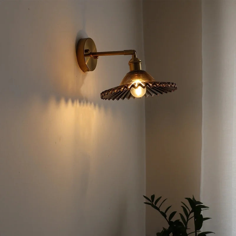 Afralia™ Vintage Copper Glass LED Wall Lights for Indoor Home Decor