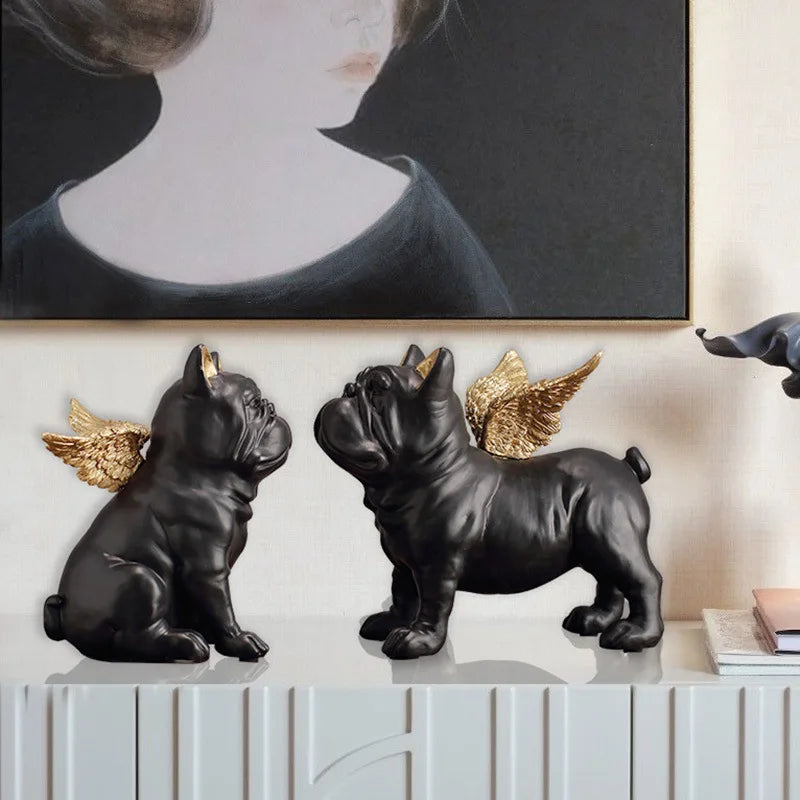 Afralia™ French Bulldog Dog Sculpture Set - Resin Desktop Decor Ornaments
