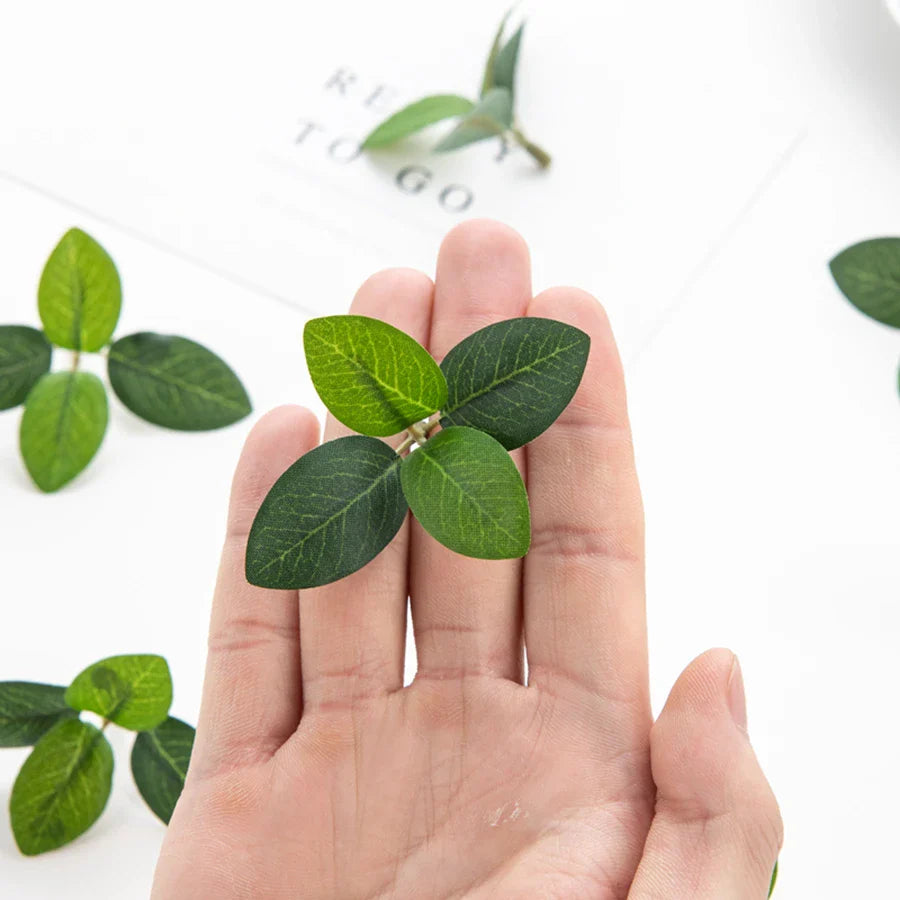 Afralia™ Silk Tea Leaf Fake Plants for Wedding Bridal Bouquet Home Party Decor