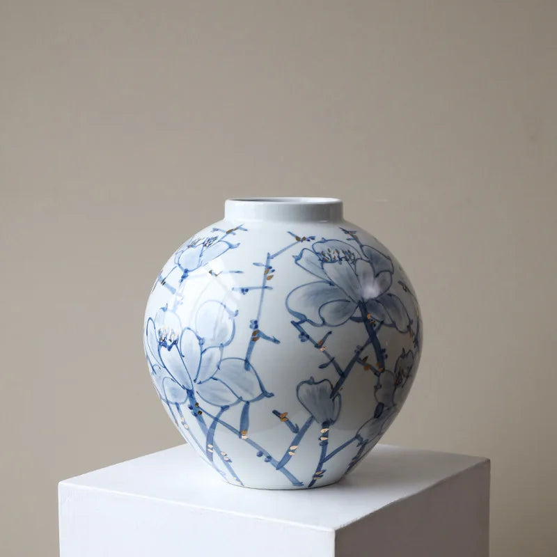 Afralia™ Blue and White Porcelain Ceramic Vase for Stylish Home Decor