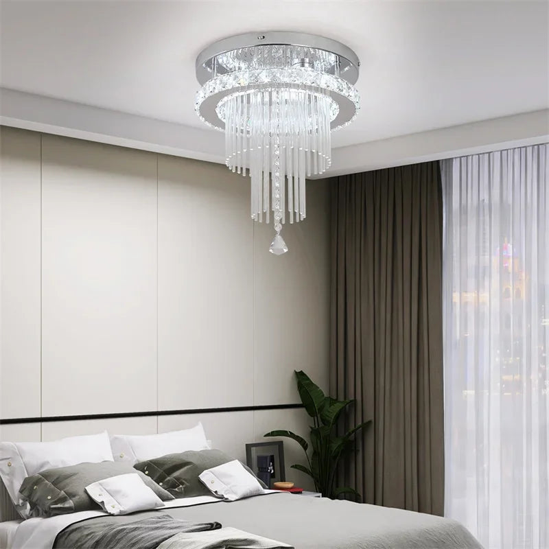 Afralia™ Crystal Raindrop Chandelier LED Ceiling Light for Dining Living Bedroom