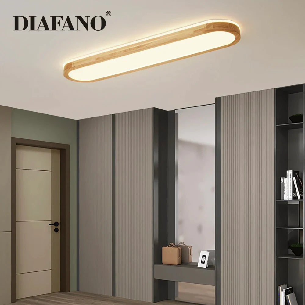 Afralia™ Wood LED Ceiling Lamp | Decorative Solid Wood & Acrylic Panels