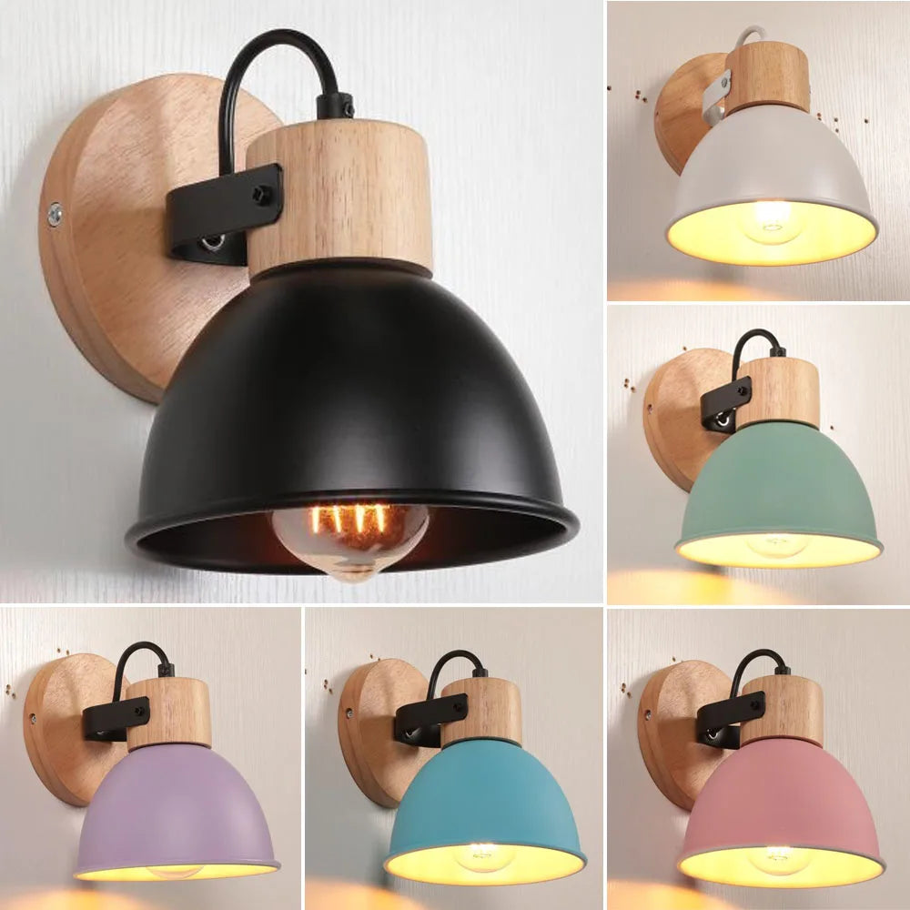 Afralia™ Nordic Wooden Wall Light Industrial Wall Sconce for Bedroom Reading