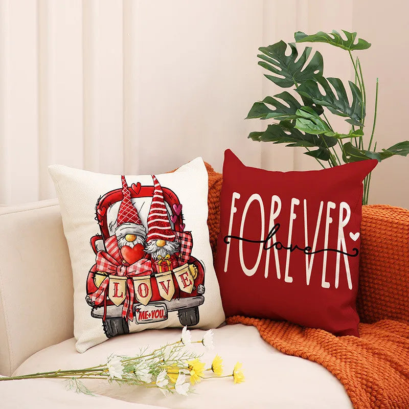 Afralia™ Valentine's Linen Throw Pillow Covers for Home Decor & Wedding Supplies