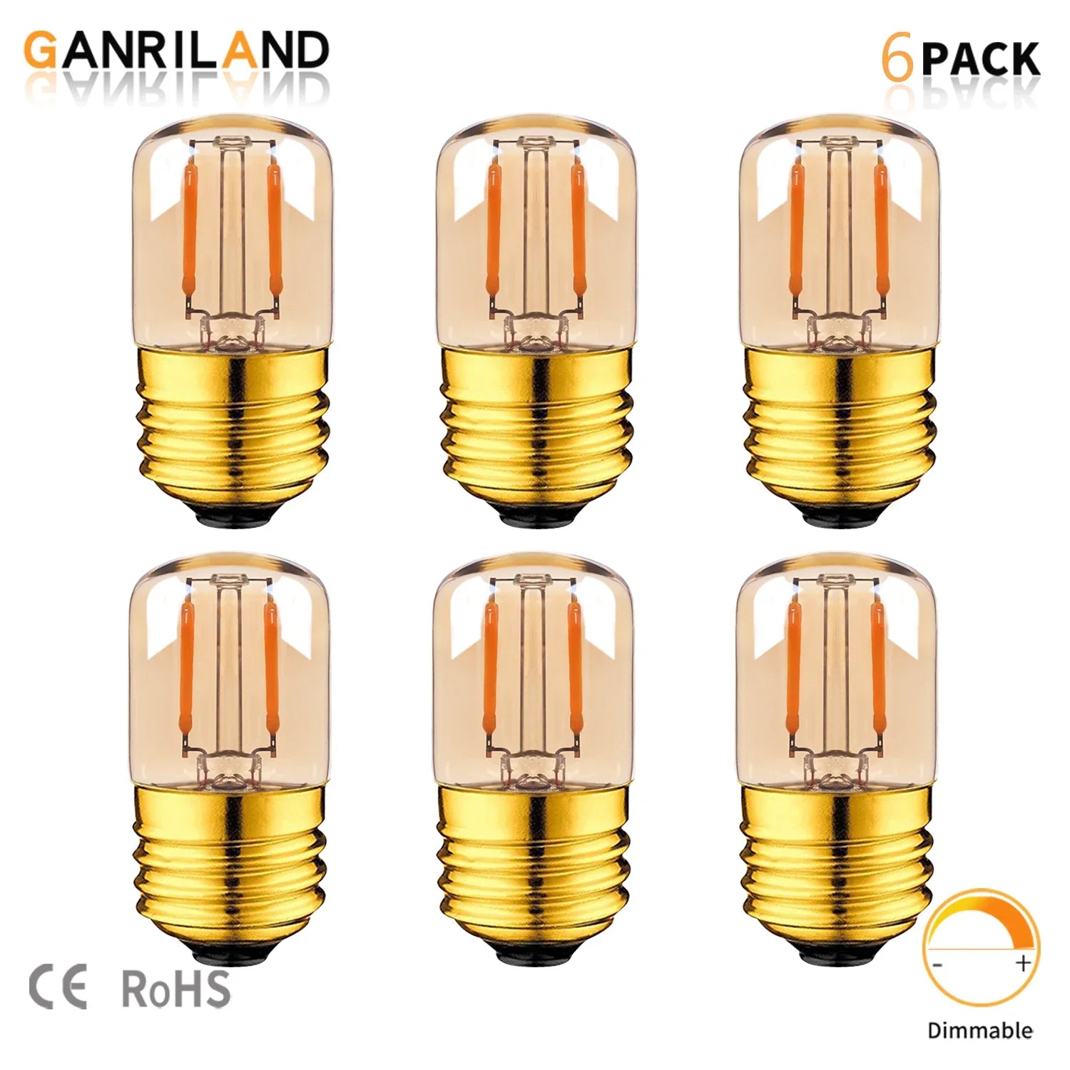 Afralia™ Gold-Tinted LED Tubular Bulb, 1W, Warm White, Dimmable, Vintage Style