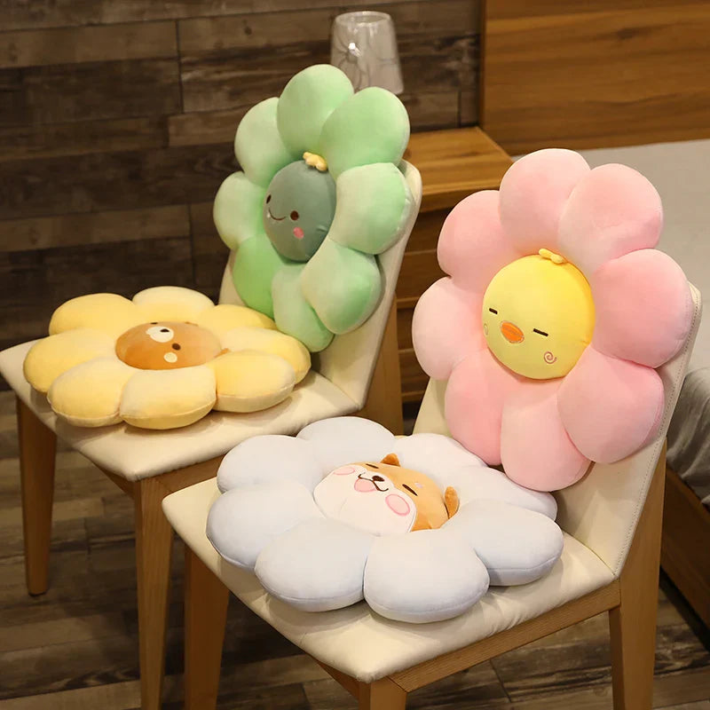 Afralia™ Sun Flower Plush Chair Cushion - Soft Cartoon Throw Pillow