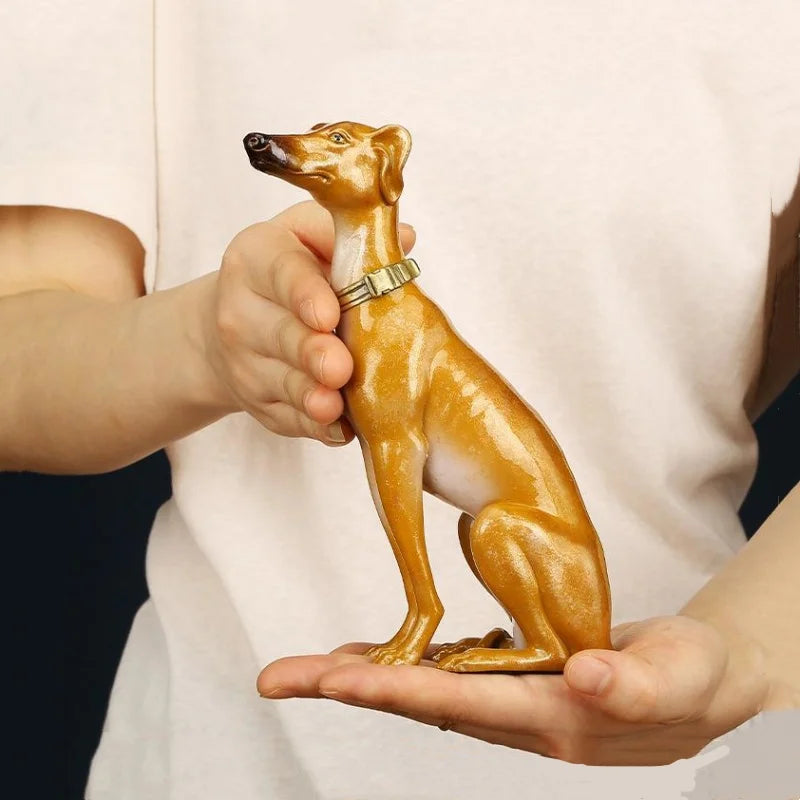 Afralia™ Greyhound Metal Sculpture: Handcrafted Dog Figurine for Home Decor