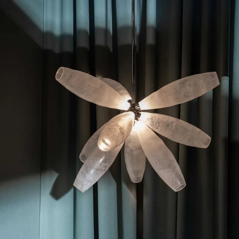 Afralia™ Luxury Branch Staircase Chandelier Oval Glass LED Pendant Light Indoor Lighting