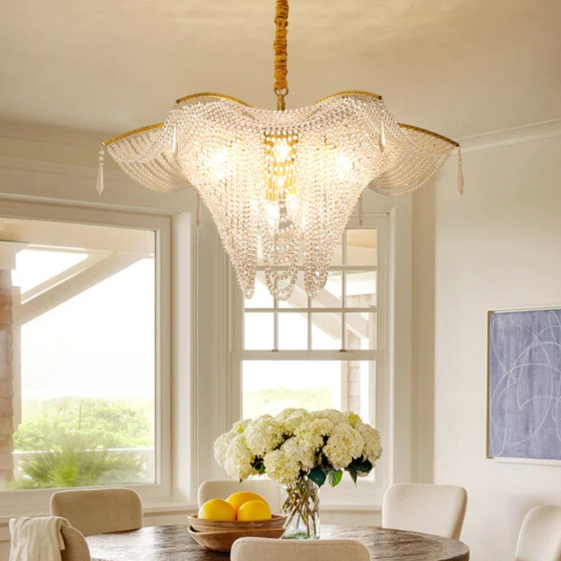 Afralia™ Butterfly Crystal Bead Large Ceiling Chandelier for Living Room Dimmable Lighting