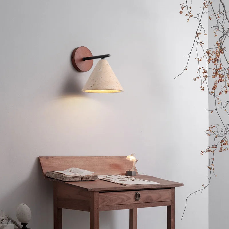 Afralia™ Travertine Wall Lamp Stone Sconce with E27 Bulb