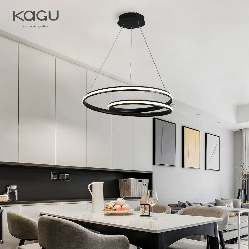 Afralia™ Modern LED Aluminum Pendant Light for Dining Living Kitchen, Black White Color