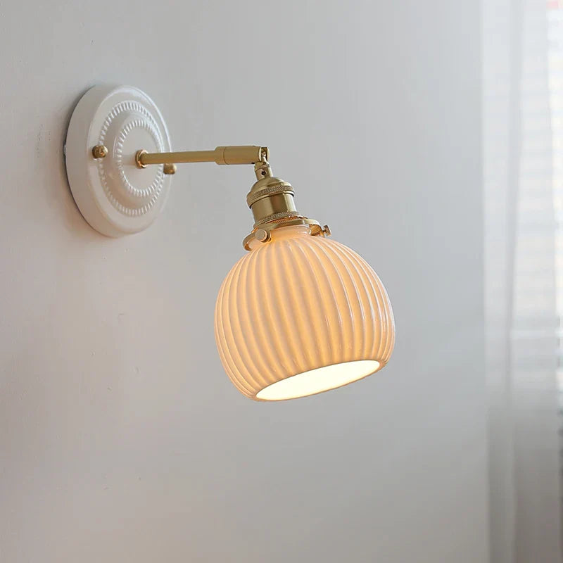 Afralia™ Ceramic Pumpkin LED Wall Sconce Modern Minimalist Bedroom Lighting