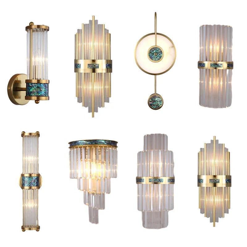 Afralia™ Seashell Crystal LED Dimmable Wall Light for Bedroom & Living Room