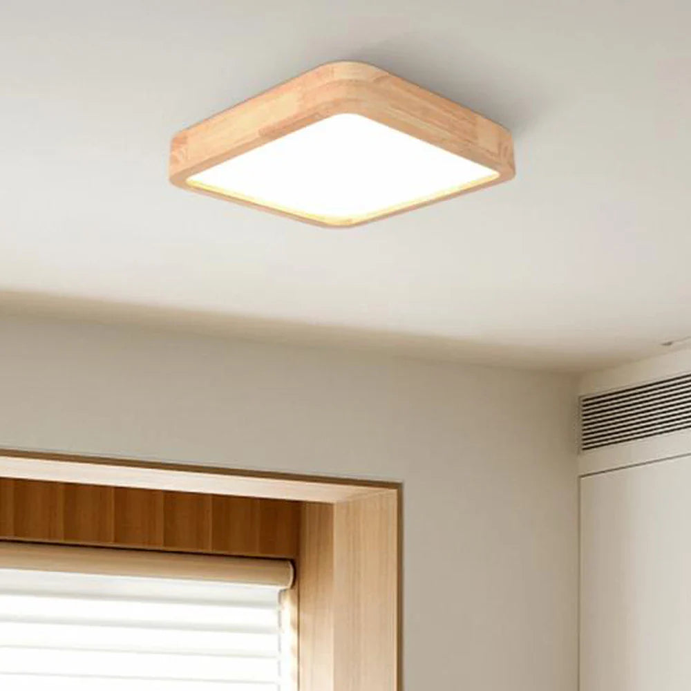 Afralia™ Nordic Wooden LED Ceiling Light Modern Acrylic Lampshade Fixture