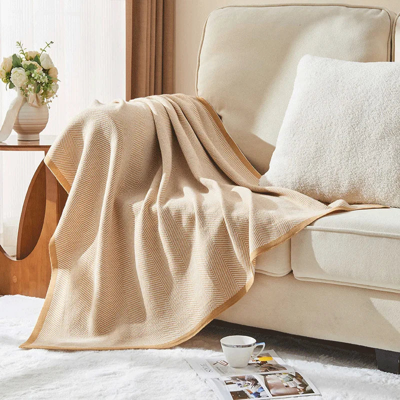 Afralia™ Herringbone Knit Blanket: High-Quality Sophisticated Sofa Throw for All Seasons