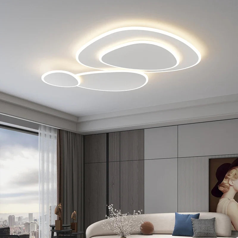Afralia™ Modern LED Ceiling Chandelier for Living Bedroom Study Room White Fixtures